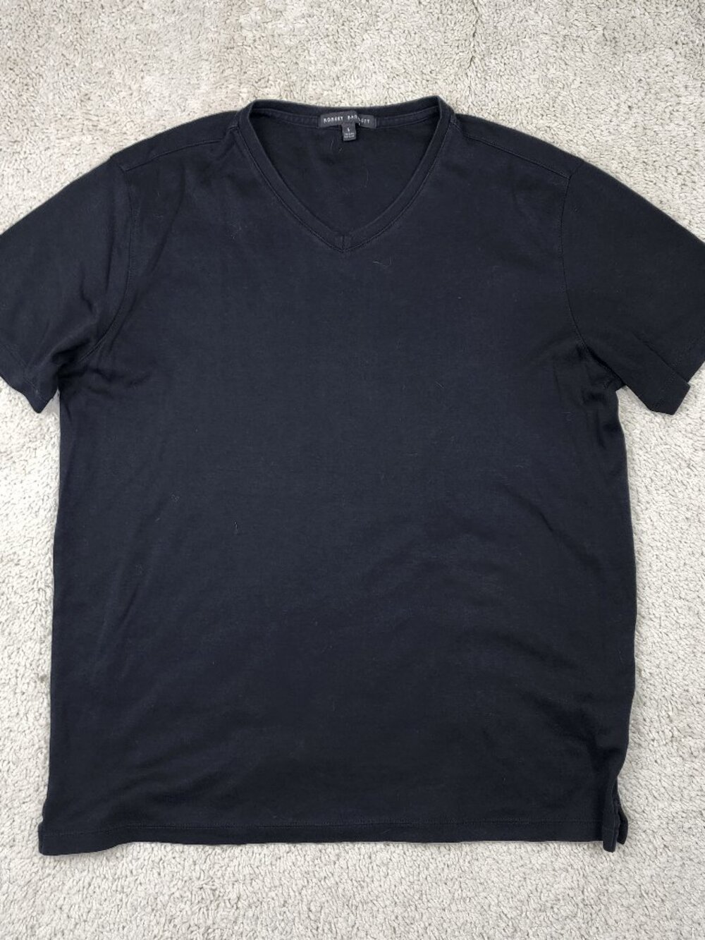 Robert Barakett Men's Size Large L Black Pima Cotton V Neck Short Sleeve Tee